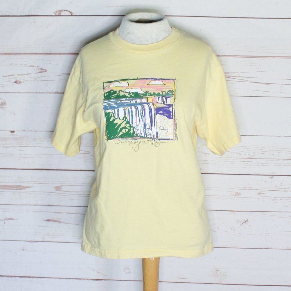 Vintage Niagara Falls Carol Hagan Yellow T-Shirt Single Stitch Small‎